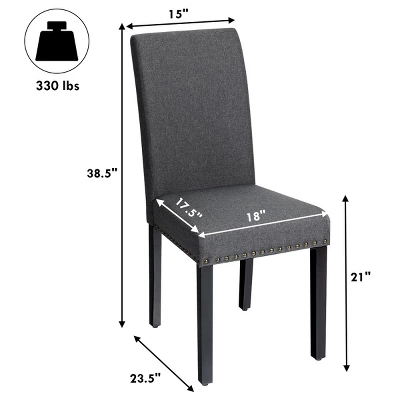 Tangkula 2-Piece Upholstered Linen Fabric Dining Chairs With High Backrest & Padded Seat 4 Tangkula 2-Piece Upholstered Linen Fabric Dining Chairs With High Backrest & Padded Seat - Image 2