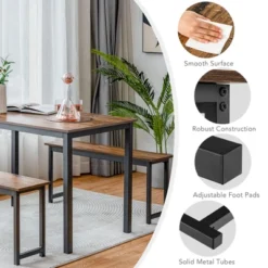 Tangkula 3pcs Dining Table Set For 4 Modern Industrial Counter Height Kitchen Table Set With 2 Benches For Dining Room Natural/Brown 19 Tangkula 3pcs Dining Table Set For 4 Modern Industrial Counter Height Kitchen Table Set With 2 Benches For Dining Room Natural/Brown -Beauty house GUEST 7b2fc459 4c75 4e89 87d6 d3dd1bd6387d