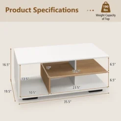 Tangkula Geometric Coffee Table W/ Storage Shelves 3-Tier Rectangular Tea Table -Beauty house GUEST 7b54ea1e 64fc 4f06 9533 8963454bae96