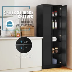 Tangkula 70" Storage Cabinet Freestanding Pantry Cabinet W/2 Doors & 5 Shelves Black 15 Tangkula 70" Storage Cabinet Freestanding Pantry Cabinet W/2 Doors & 5 Shelves Black -Beauty house GUEST 7b5bafb4 1c3d 4d0b 99b4 d0be5f13fe46
