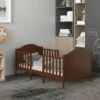 Tangkula 2-in-1 Convertible Toddler Bed Kids Wooden Bedroom Furniture W/ Guardrails