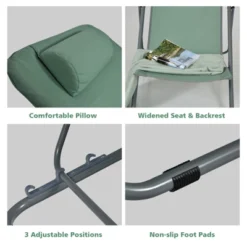 Tangkula 2 PCS Beach Chair Lounger Reclining Folding Chair W/3-Position Adjustable Backrest Blue/Orange/Green -Beauty house GUEST 7b79a755 f2a7 40a5 9510 a83e7dd74f0a