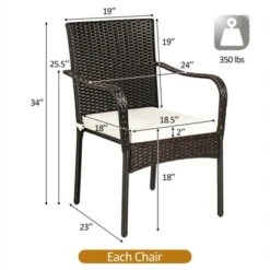 Tangkula 4 PCS Stackable Rattan Chairs Outdoor Dining Chairs W/Cushion For Porch Yard Garden -Beauty house GUEST 7ba22c26 b3af 4c80 a27e a0358972df8c