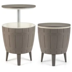 Tangkula 10 Gallon Cooler Bar Table W/ Telescopic Tabletop 3-in-1 Coffee Table Ice Bucket -Beauty house GUEST 7ca36713 a19e 4adb 8793 7cbf093b74ee