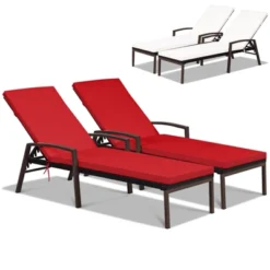 Tangkula 2 PCS Patio Rattan Chaise Lounge Chair Outdoor Reclining Chaise With Cushion And Armrest Wicker Sun Lounger With Adjustable Backrest 13 Tangkula 2 PCS Patio Rattan Chaise Lounge Chair Outdoor Reclining Chaise With Cushion And Armrest Wicker Sun Lounger With Adjustable Backrest -Beauty house GUEST 7d328e6b 372a 4ad1 8f52 a31d9af0e2fc
