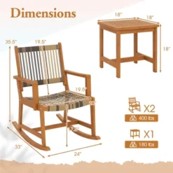 Tangkula 3 Pieces Rocking Bistro Set PE Rattan Front Porch Chairs W/ Coffee Table -Beauty house GUEST 7d416abb 373d 460c 8c21 7652e752e35b