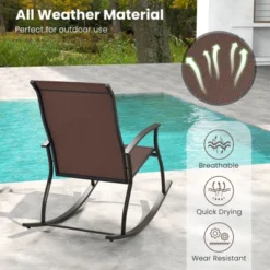 Tangkula Set Of 2 Outdoor Rocking Chair Patio Rocker W/ Breathable Fabric Brown -Beauty house GUEST 7d8f5ff5 ed53 4cc3 8ea3 d8e4b870e59b
