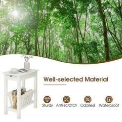 Tangkula Side Table End Table Nightstand W/ Bottom Storage Shelf & Rubber Wood Legs White -Beauty house GUEST 7da869f2 948a 4ba2 b657 2018d4691499