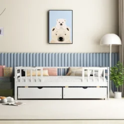 Tangkula Twin Size Kids Bed W/ Storage 2 Pull-out Drawers Side Shelf For Children & Teens -Beauty house GUEST 7df39870 7c3e 47ac 813e 30cfc257fd6b