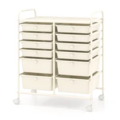 Tangkula 12-Drawer Rolling Storage Cart Multipurpose Organizer Cart With 2 Sizes Plastic Drawers Mobile Utility Cart With Lockable Casters White -Beauty house GUEST 7e7737cf 47b7 4bd9 a5b9 e85841bd95bd