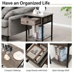 Tangkula Industrial End Side Table Nightstand With Drawer Shelf Rustic Grey Oak -Beauty house GUEST 7e79f9c6 f2c8 44a6 b8fe 1ce908fd9099