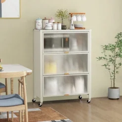 Tangkula 4-Tier Kitchen Bakers Rack Microwave Stand W/ Flip Doors Universal Wheels White -Beauty house GUEST 7ebaa970 2511 4e79 9d20 c5cf3e29a37d