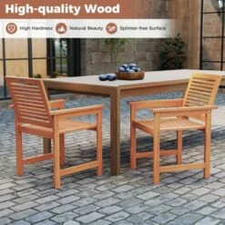 Tangkula Patio Chairs Set Of 4 Outdoor Wooden Dining Chairs W/ Inclined Backrests -Beauty house GUEST 7f2856ce 3d33 4d16 b165 a380101445b8