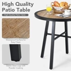 Tangkula 29" Patio Round Bistro Metal Table Patio Coffee Table With Heavy-Duty Steel Frame Wood-Like Top Outdoor Garden Deck Backyard -Beauty house GUEST 7f5691ab dab8 4e9e a097 70da141ea8ed