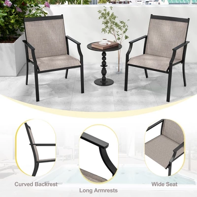Tangkula Patio Chairs Set Of 4 Dining Chairs W/ Curved Backrest Long Armrest Breathable Fabric 7 Tangkula Patio Chairs Set Of 4 Dining Chairs W/ Curved Backrest Long Armrest Breathable Fabric - Image 5