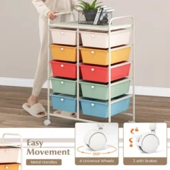Tangkula 10-Drawer Rolling Storage Cart Tools Scrapbook Paper Organizer On Wheels Macaron -Beauty house GUEST 7fc9f6a3 077a 4168 a87f 4fe662473f9f