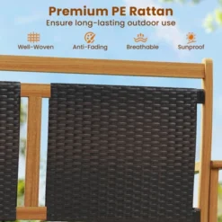 Tangkula Patio Rattan Glider Bench Swing Gliding Rocker For 2 W/ Acacia Wood Frame -Beauty house GUEST 800e056f ceda 401a a3f9 2c8c0c1bce0b