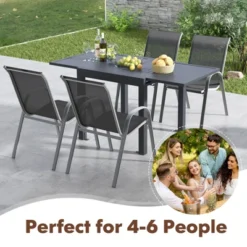 Tangkula Extendable Outdoor Dining Table 31.5 -63 Inches Patio Dining Table W/ All-weather Aluminum Frame Large Rectangular Table -Beauty house GUEST 8098ff29 5a85 4a70 83c3 04df246c61e1