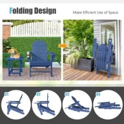 Tangkula 2 PCS Patio Folding Adirondack Chair Side Table Cup Holder HDPE Navy -Beauty house GUEST 80d72c42 70cb 48e3 afe8 8a31bc114b1c
