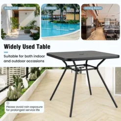 Tangkula 32" Patio Dining Table W/ 1.6" Umbrella Hole & Lid DPC Tabletop For Backyard -Beauty house GUEST 80f4c456 ceda 46fe a09d 617eaab470b6