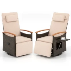 Tangkula 2PCS Outdoor 360° Swivel Rattan Recliner Chair Patio Wicker Chaise Lounge Chair -Beauty house GUEST 811a9c41 7a0b 46b9 b029 a2b488be77d0