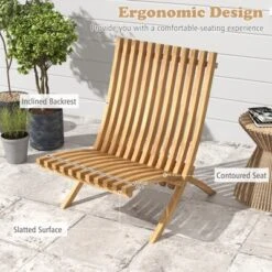 Tangkula Folding Patio Chair Teak Wood Outdoor Lounge Chair W/ Slatted Seat & Backrest -Beauty house GUEST 81e1e074 1945 4155 8f2e 618f9fa8ee92