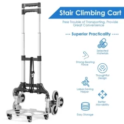 Tangkula Stair Climbing Cart W/Adjustable Handle Bungee Cord Tri-Wheel Design All Terrain Stair Climbing Hand Truck Portable Cart -Beauty house GUEST 82436f0e bc28 42a1 948a 647e2128e172