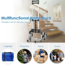 Tangkula Stair Climbing Cart W/Adjustable Handle Bungee Cord Tri-Wheel Design All Terrain Stair Climbing Hand Truck Portable Cart -Beauty house GUEST 82f78cb8 8302 4287 b986 2206d7437629