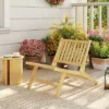 Tangkula Teak Wood Outdoor Reclining Chair Natural Mid Century Accent Chair W/ Backrest