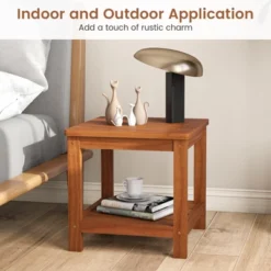 Tangkula 2-Tier Adirondack Side Table W/ Slatted Tabletop Storage Shelf For Garden -Beauty house GUEST 83c66925 c017 4f57 ad02 f7f3e6e0516f