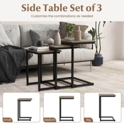 Tangkula 3 Pcs Nesting Coffee End Table Set Stacking Side Nightstand Living Room -Beauty house GUEST 83e4a677 8a6b 4f06 909b 39be06eef001