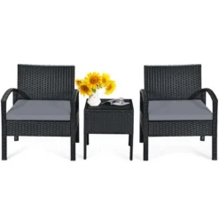 Tangkula 3 Pieces Patio Set Outdoor Wicker Rattan Furniture W/ Cushions Gray 9 Tangkula 3 Pieces Patio Set Outdoor Wicker Rattan Furniture W/ Cushions Gray -Beauty house GUEST 83fdbbf5 9415 4279 b2f7 82827cba34b2