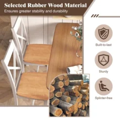 Tangkula Modern Wooden Dining Chairs Set Of 4 W/ High Back Rubber Wood Frame Armless -Beauty house GUEST 842e02b4 cd01 41ab 83e5 5c36b67e32a9