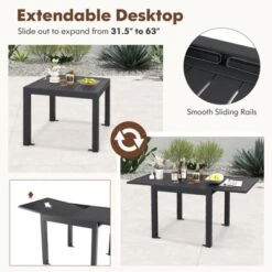 Tangkula Extendable Outdoor Dining Table 31.5 -63 Inches Patio Dining Table W/ All-weather Aluminum Frame Large Rectangular Table -Beauty house GUEST 842e59a1 3c46 4643 89a6 2751fabff9aa