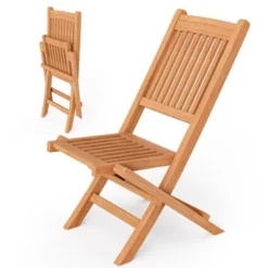 Tangkula Teak Wood Outdoor Chair Folding Portable Patio Chair W/ Slatted Seat & Back -Beauty house GUEST 843b0c60 6125 4354 8e07 021c1a8c6606