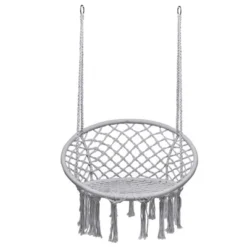 Tangkula Hammock Chair Hanging Cotton Rope Macrame Swing Chair W/ Stand Gray -Beauty house GUEST 8443b05d 8857 40c5 aa94 fe656ecb63a1