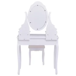 Tangkula Oval Vanity Mirror Dressing Table Beauty Dresser Cosmetics Organizer W/ Cushioned Bench -Beauty house GUEST 847da802 3590 48b2 8dee e53bf81b54e2