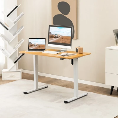 Tangkula Electric Standing Desk Adjustable Stand Up Computer Desk Anti-collision 3 Tangkula Electric Standing Desk Adjustable Stand Up Computer Desk Anti-collision