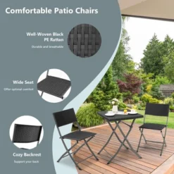 Tangkula 3PCS Patio Bistro Set Folding Wicker Chairs & Table Outdoor Patio Furniture Set -Beauty house GUEST 84cca26e a684 45c0 b2ca b8d29cba2379