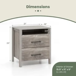 Tangkula 2 PCS Nightstand W/ 2 Drawers Farmhouse Bed Side Table W/ Open Storage Shelf -Beauty house GUEST 84dce4ec eec8 4049 b14f c69a10b85d9a