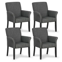 Tangkula Set Of 4 Arm Chair Guest Chair Home Office W/ Wooden Legs -Beauty house GUEST 85190ed5 8e84 486c a734 6e24598c179b