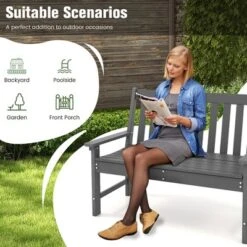 Tangkula Garden Bench All-Weather HDPE 2-Person Outdoor Bench For Front Porch Backyard -Beauty house GUEST 85a162fa e816 44f2 8129 bb5d66af832a