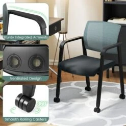 Tangkula 6-Pack Office Conference Chair Set Mesh Guest Reception Stack Chairs With Caster Wheels And Arms Stacking Chair Set -Beauty house GUEST 85e6c256 a6be 41e3 a336 5765384c04f7