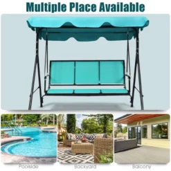 Tangkula Outdoor Swing Canopy Patio Swing Chair 3 Person Canopy Hammock Blue -Beauty house GUEST 85ec1b33 2659 4f67 906d 58b61daa6991