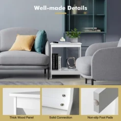 Tangkula Set Of 2 Accent End Table 2-Tier Sofa Side Table Nightstand W/ X-Shaped Frame White -Beauty house GUEST 8608a4ea 1b1e 4f2c bb5b a8a5734d34de