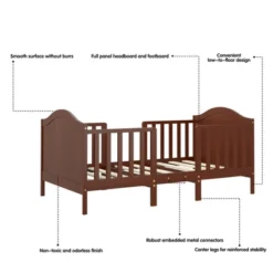 Tangkula 2-in-1 Convertible Toddler Bed Kids Wooden Bedroom Furniture W/ Guardrails -Beauty house GUEST 86417782 88a0 46a1 92a2 3cc2a9f19ee6