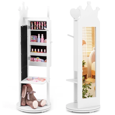 Tangkula Kids Jewelry Cabinet Standing Children Jewelry Organizer W/ Full-Length Mirror 12 Tangkula Kids Jewelry Cabinet Standing Children Jewelry Organizer W/ Full-Length Mirror - Image 10