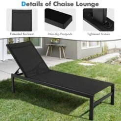 Tangkula Patio Chaise Lounge Adjustable Lounge Chair W/ 6-Position Backrest Black -Beauty house GUEST 867029a8 1050 456a b5cd 6c1b56403ec8