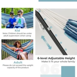 Tangkula Portable Indoor Outdoor 2-Person Double Hammock Set W/ Stand And Carrying Cases -Beauty house GUEST 86756eda 61d5 4680 9718 99f39811c999