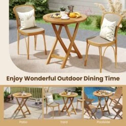 Tangkula Patio Teak Wood Dining Table 27.5" Round Side Table W/ Slatted Tabletop -Beauty house GUEST 867a59dd 433b 4818 a877 758ee1f58a71